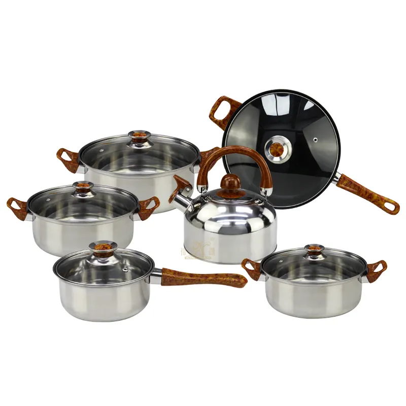 Ensemble d'ustensiles de cuisine antiadhésifs en acier inoxydable, casseroles de cuisine, 12 Pièces