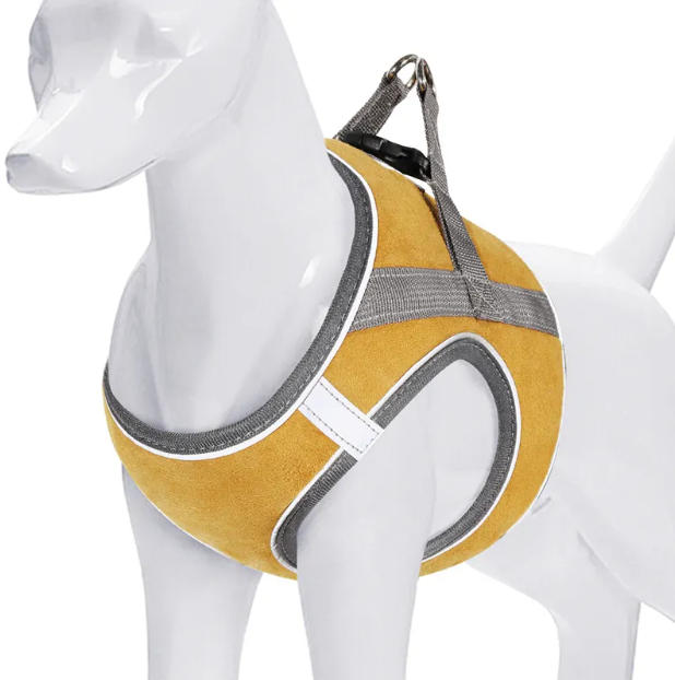 Harnais réfléchissant de gilet en daim, laisse de collier d'animal de compagnie de chien d'ouatine, petit moyen chien