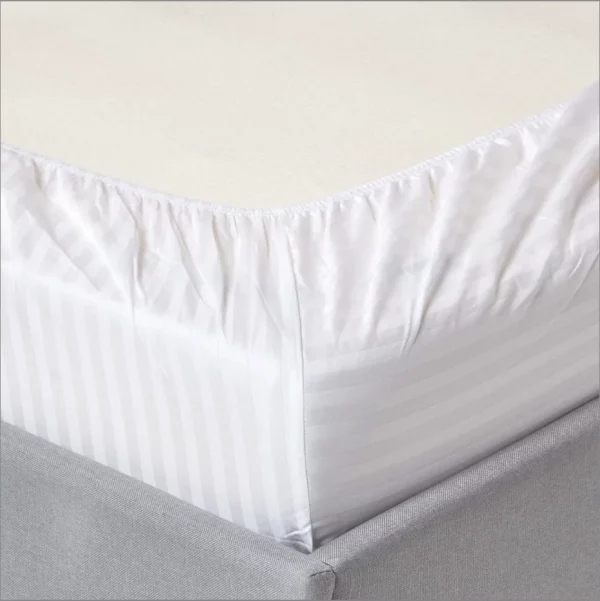 Drap-housse en Satin à rayures 100% coton, Durable, hypoallergénique, facile à nettoyer, respirant