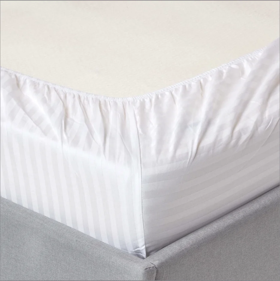 Drap-housse en Satin à rayures 100% coton, Durable, hypoallergénique, facile à nettoyer, respirant