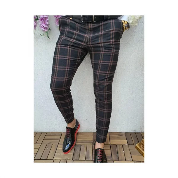 Pantalon décontracté Vintage rayé, crayon Slim hommes taille moyenne élastique Skinny