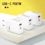 Charge rapide 607-5V/2.1A PD + USB adaptateur mural double Port EU/US/UK