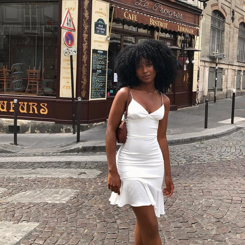 Robe décontractée sexy licou pour femmes, couleur unie, vêtements robe Streetwear