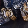 Montre automatique pour hommes, accessoire de luxe, mécanique, tendance, acier inoxydable, ajouré