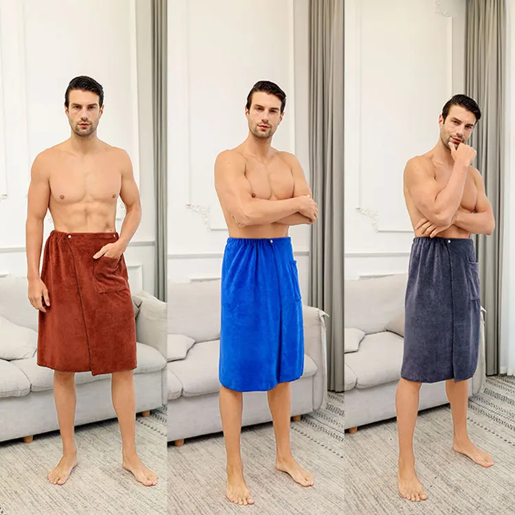 Serviettes à porter pour hommes Paquet de serviettes de bain en microfibre doux et confortable avec bouton 70 * 140 cm