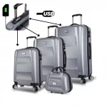 Ensemble de 4 valises intelligentes avec 3 prises de chargement USB, valise d'énergie Abs haute qualité 4pcs