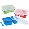 Boîte à déjeuner pliable en Silicone à 2 grilles de haute qualité boîte à Bento pliable voyage à l'extérieur conteneur de stockage des aliments boîte à déjeuner
