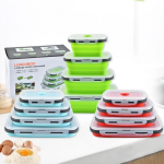 Boîte à déjeuner pliable en Silicone avec couvercle, 4 pièces/ensemble