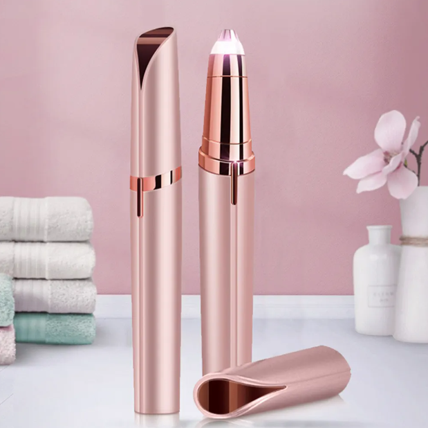 Indolore Sourcils Épilateur, Stylo Électrique Sourcils Rasoir Tondeuse, plaqué Or
