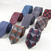 Cravate en coton, vêtement de luxe doux, à carreaux, en laine, à rayures, slim, pour le travail, petite cravates, de styliste, couleur foncée