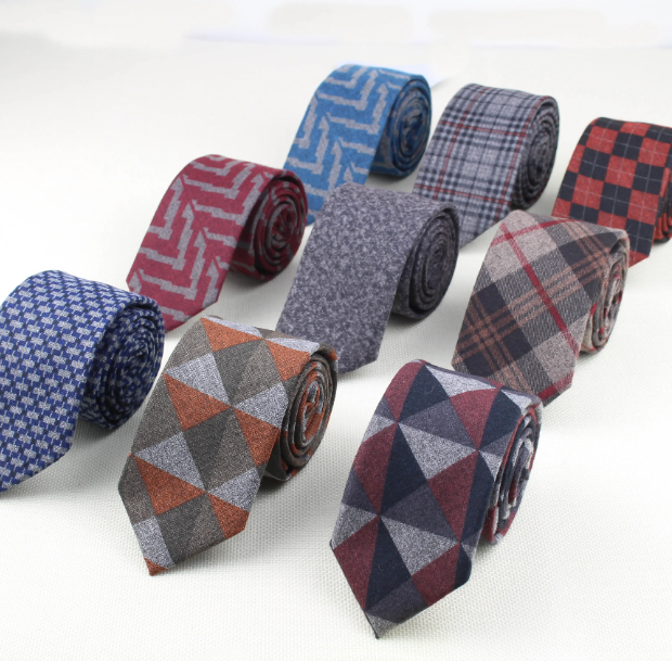 Cravate en coton, vêtement de luxe doux, à carreaux, en laine, à rayures, slim, pour le travail, petite cravates, de styliste, couleur foncée