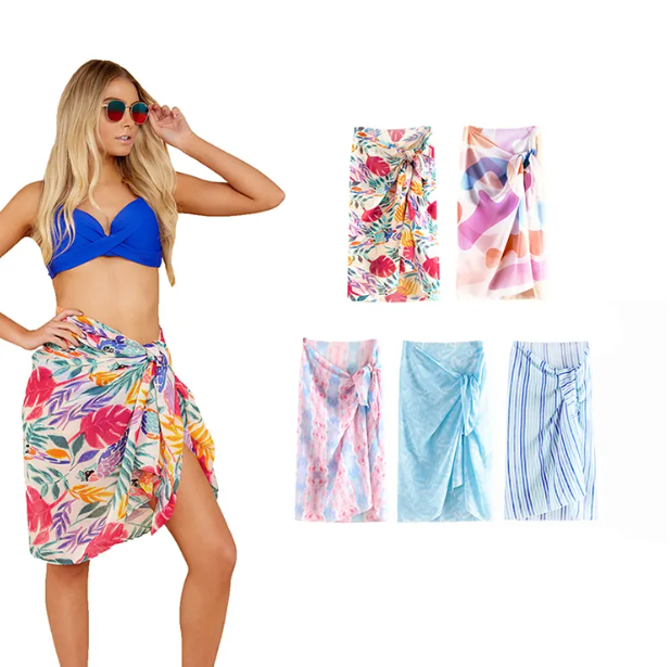 Jupe Midi décontractée, Floral avec nœud et rayures pour femme