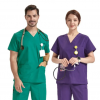 Uniforme d'infirmière de luxe à manches courtes, col en v élastique, blouses unisexe, ensembles de costumes
