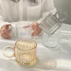 4 pcs Tasse à boire à rayures verticales de qualité supérieure, mug avec haute valeur esthétique, verre à café