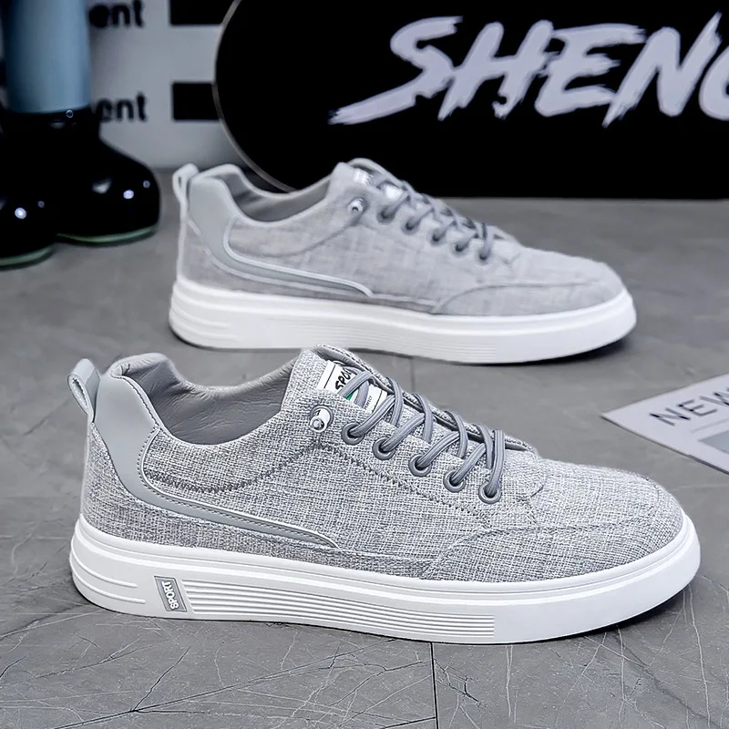 Mode hommes toile tissu lin chaussures plates respirantes