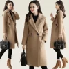 Manteau mi-long en laine pour femme, automne et hiver, tempérament épaissi, manteau amincissant, M-4XL
