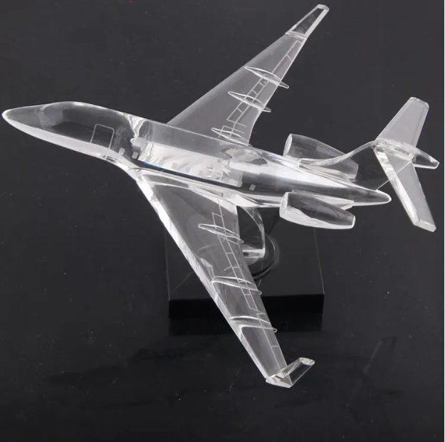 Avion en cristal, Avion factice, décor bureau, cadeau professionnel