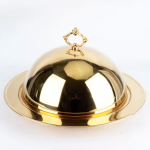 Ensemble plateaux de buffet en acier inoxydable Assiette en or durable de 47cm, facile à nettoyer avec couvercle