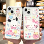 Coque de téléphone chat et chiot mignon pour Apple, coque souple transparente