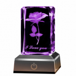 Cristal Rose 3D avec lampe de couleur LED cadeau de fête des mères cadeau d'anniversaire pour petite amie et femme, cadeau d'anniversaire décoration de la maison