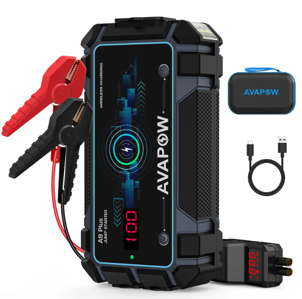 Démarreur de saut de voiture 2000A, batterie de voiture démarreur de saut charge sans fil 12000mAh, batterie externe