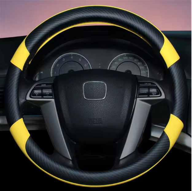 Housse de volant de voiture en cuir, respirante et antidérapante, en Fiber de carbone