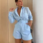Ensemble 2 pièces décontracté Simple à manches longues pour femmes