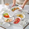 Élégante vaisselle en céramique combinaison d'assiettes flexible 5 pièces