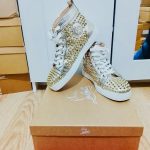 Somptueuse Sneaker Christian Louboutin Lou Spikes Orlato Gold Style Miroir Cassé