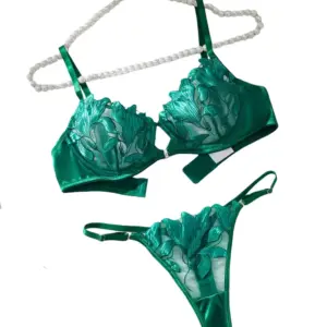 Lingerie Sexy brodé de fleurs ensemble soutien-gorge et Culotte