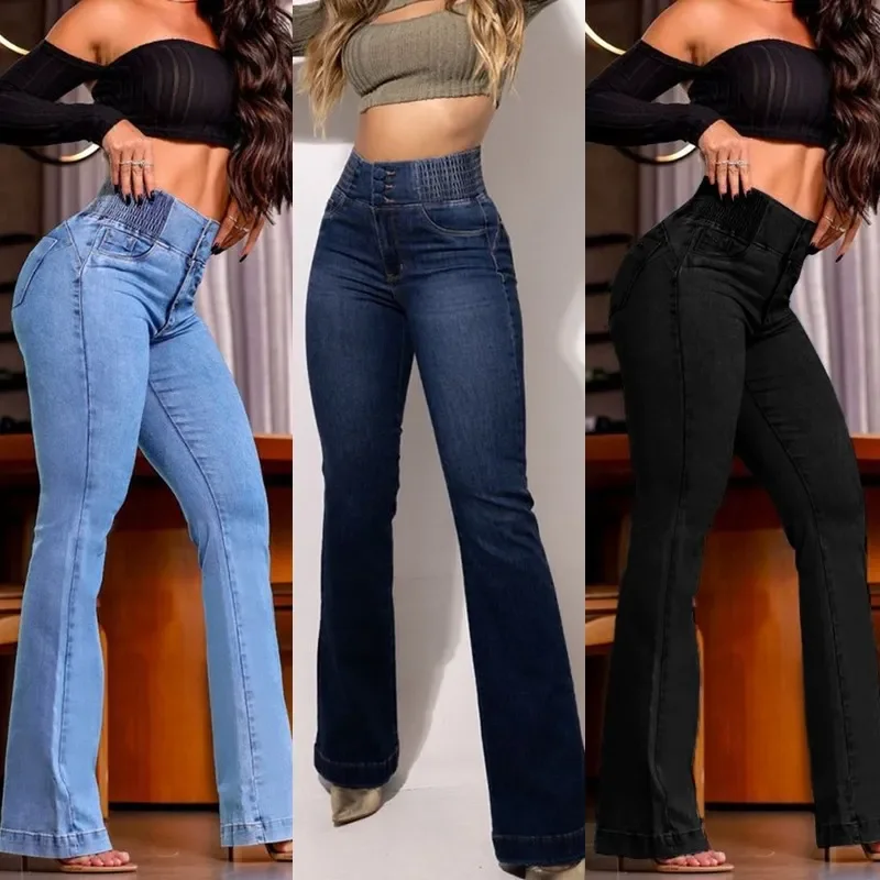 Jean Femme Sculptant Taille Haute – Coupe Slim & Silhouette Élancée