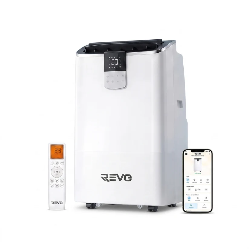 Climatiseur Mobile REVO Aero 14 — 14 000 BTU, Wi-Fi, 4-en-1, Classe A, jusqu’à 33 m²