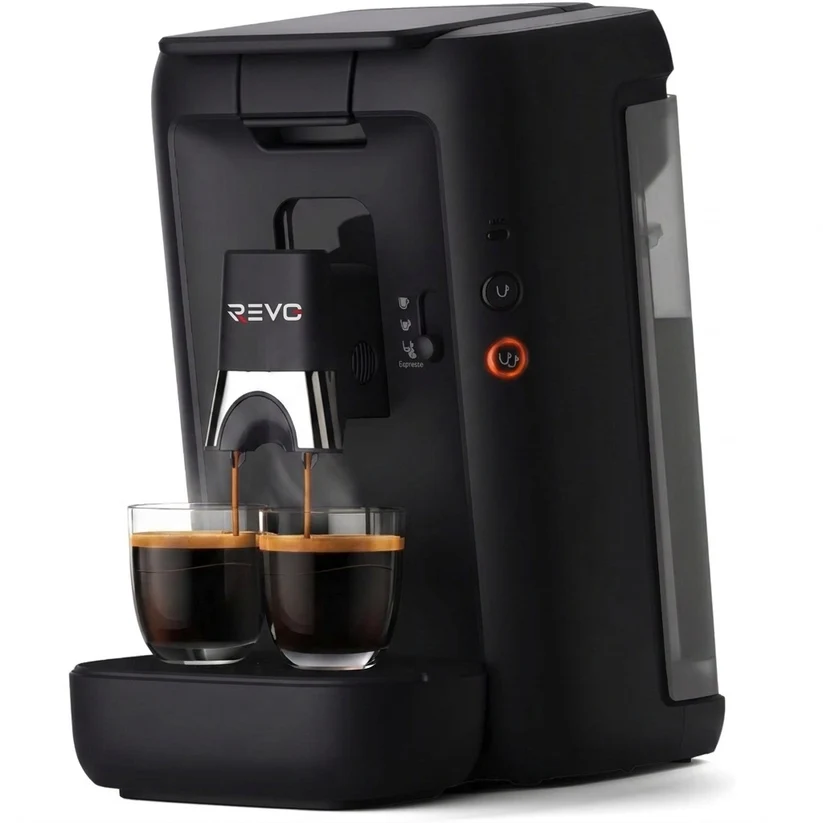 REVO Duoza — Machine à Café à Dosettes 1 450 W, 3 Styles, 2 Tasses Simultanées