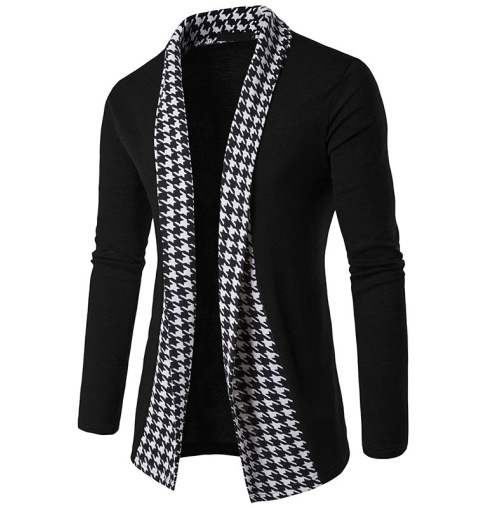 Cardigan Homme en Maille à Motif Carreaux – Style Chic Décontracté