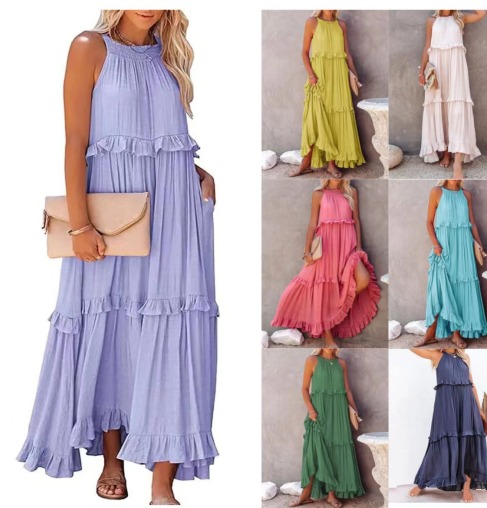 Robe Longue Femme à Volants – Coupe Ample et Style Bohème Chic