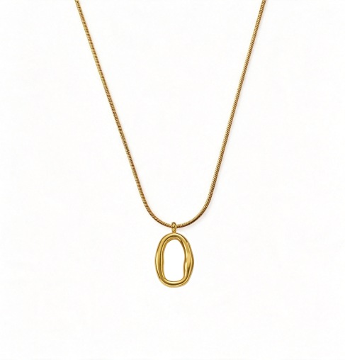 Collier Unisexe à Pendentif Ovale – Chaîne Irrégulière & Style Tendance