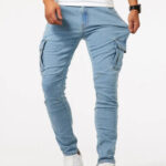 Pantalon Cargo Homme Workwear – Multi-Poches, Gris, Noir ou Bleu