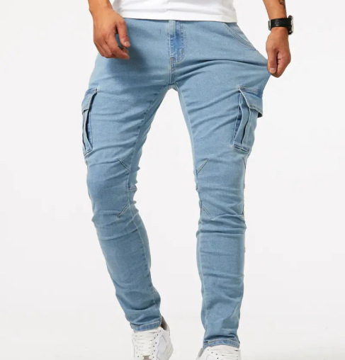Pantalon Cargo Homme Workwear – Multi-Poches, Gris, Noir ou Bleu