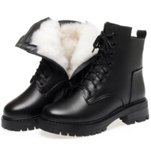 👢 Bottines Femme en Cuir – Style Britannique & Semelle Épaisse