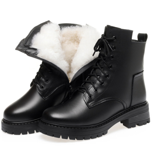 👢 Bottines Femme en Cuir – Style Britannique & Semelle Épaisse