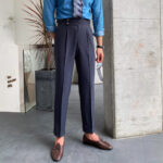 Pantalon Homme Taille Haute Coupe Droite – Style Chic & Britannique