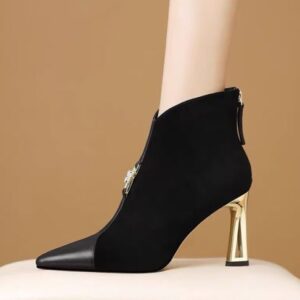 Bottines Femme Sofia – Élégance Suédée, Bout Pointu et Talon Aiguille