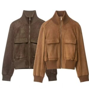 Veste Pilote Femme Élégance Côtelée – Col Montant et Style Urbain