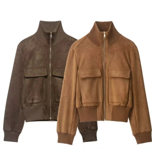 Veste Pilote Femme Élégance Côtelée – Col Montant et Style Urbain