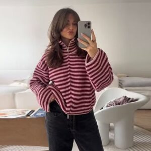 Robe Pull Femme Élégance en Maille – Col à Revers et Double Fermeture