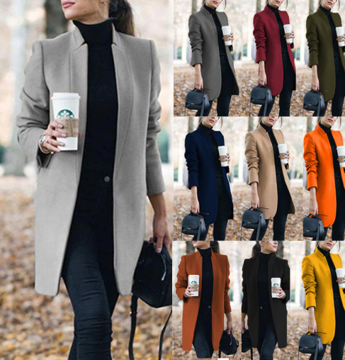 Manteau Femme Élégant à Col Montant — Automne & Hiver