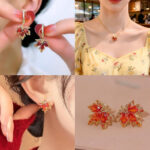 Boucles d’Oreilles Feuille d’Érable Rouge – Élégance Naturelle