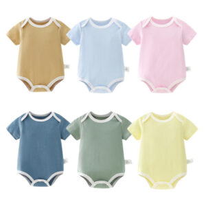 Combinaison Bébé à Manches Courtes – Coloris Doux